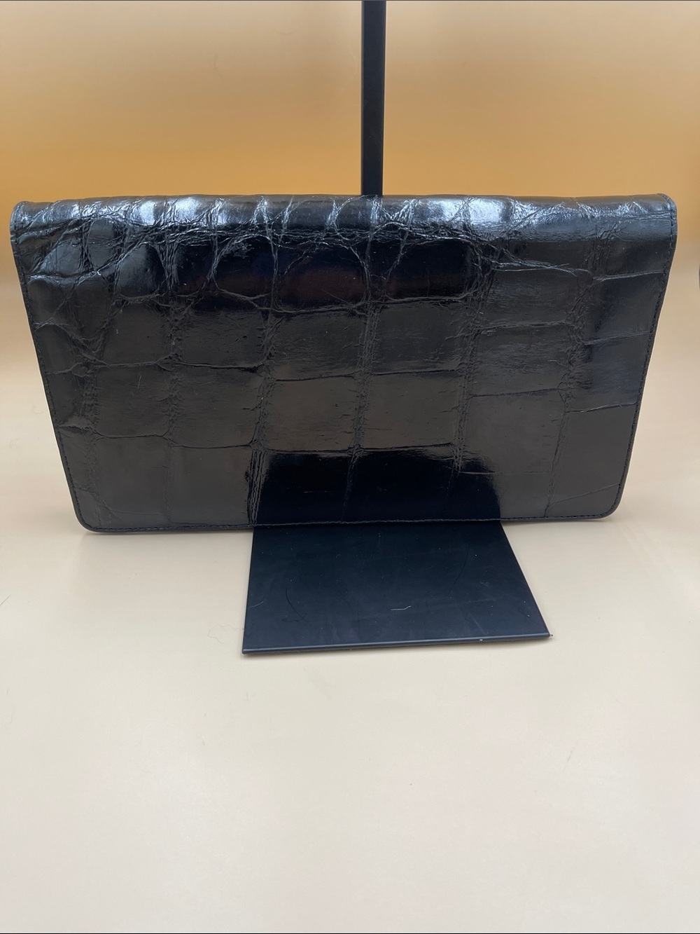 Black Croc-Embossed Leather Clutch by Crocodile Thailand - Picture 2 of 10